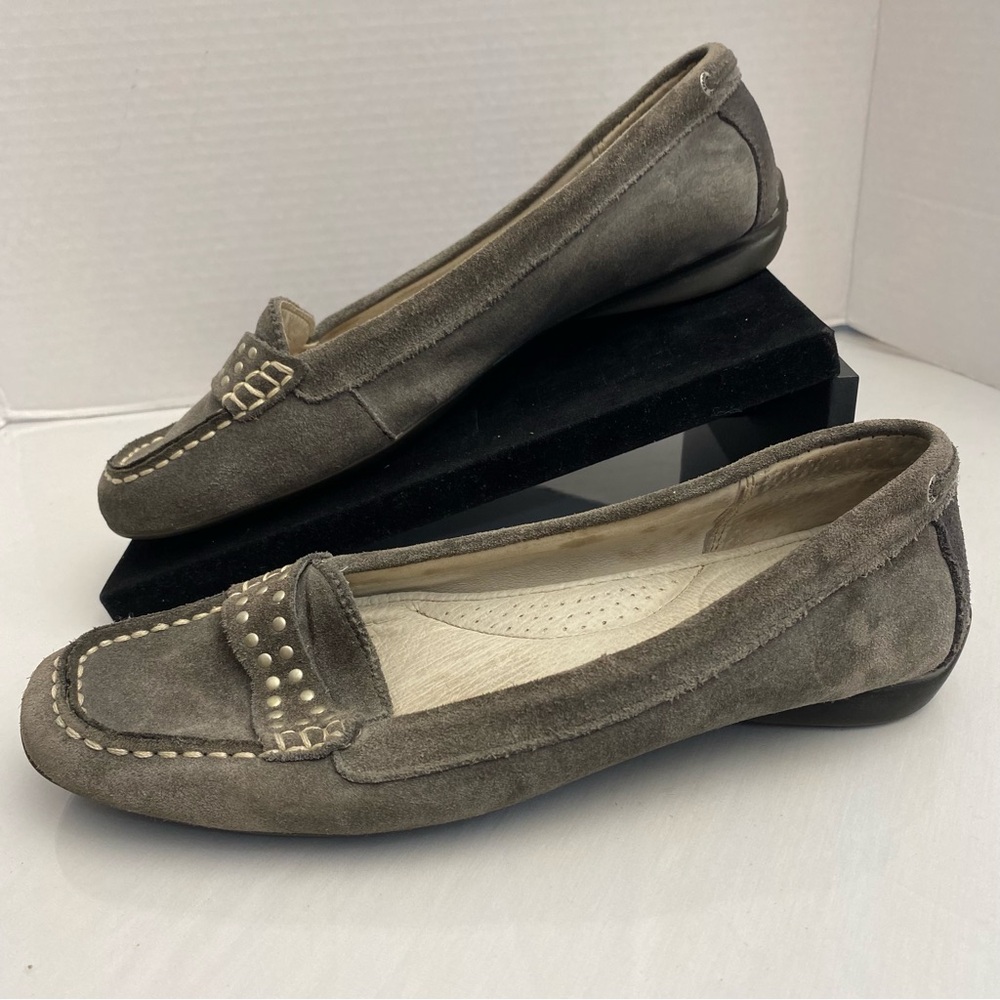 Sperry Top-Sider Seaport Penny Stud Suede Loafers Gray Studded Womens 8M Preppy